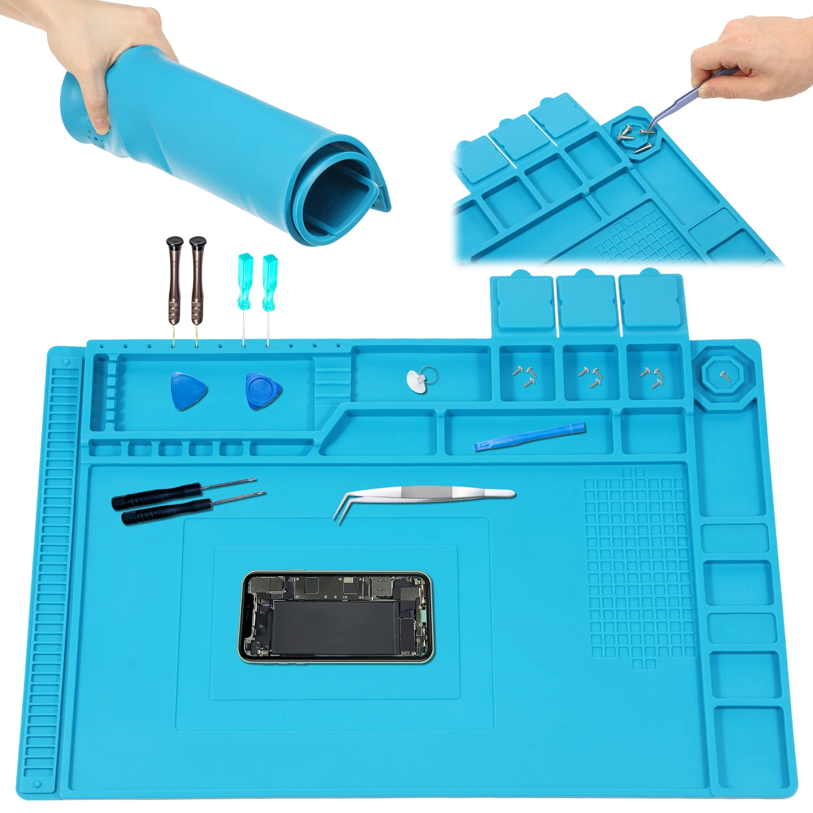 Electronics Repair Mat - Alas Kerja Silikon 45x30cm Tahan Panas