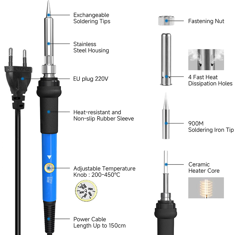 Kit Solder Listrik 220V 60W de - Electronics Repair Kit With Soldering Iron ulasan dan harga