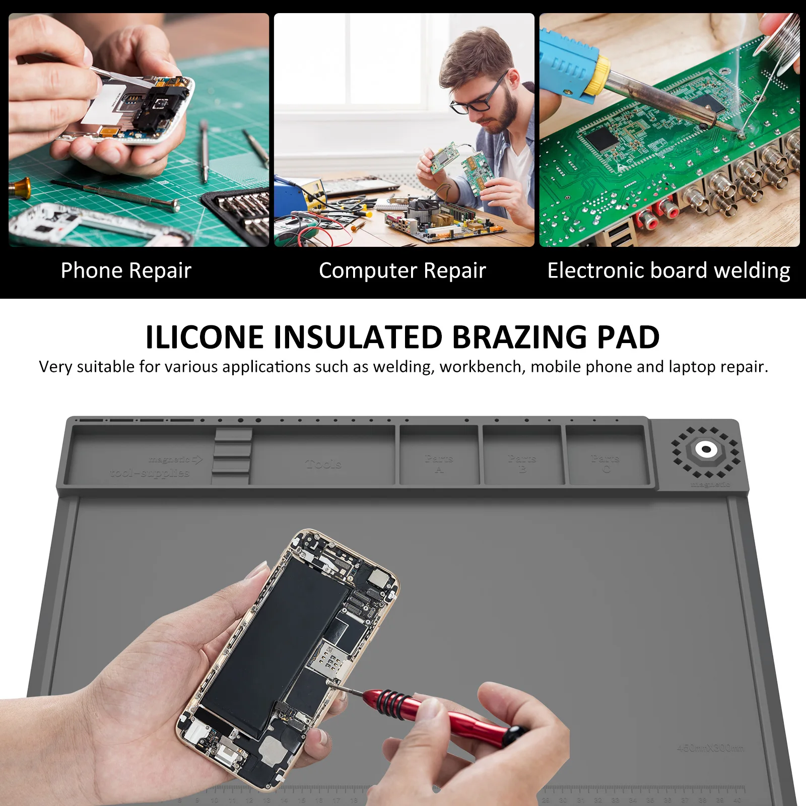 Bantalan Perbaikan Kerja Silik - Electronics Repair Mat ulasan dan harga